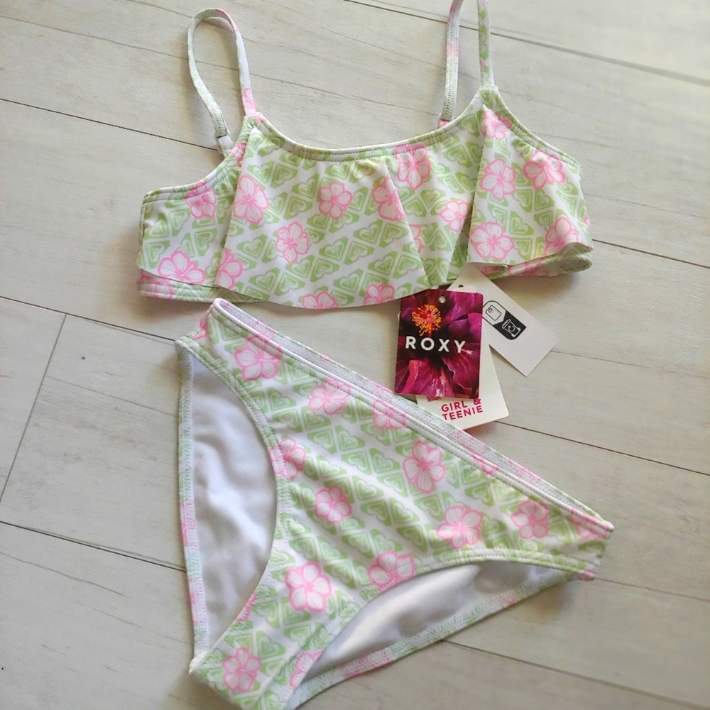 ROXY NEW girls Flutter Bralette Bikini Swimsuit